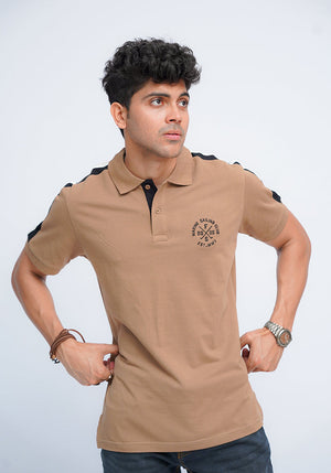 Khaki Paneled Polo Shirt