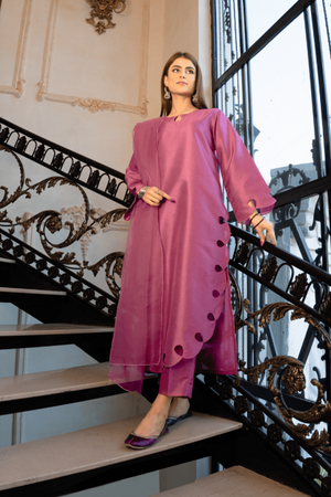 Hot Pink Raw Silk 3pc Suit