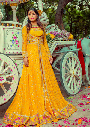 Yellow Mendhi Mayun Dress - پيلا جو ر