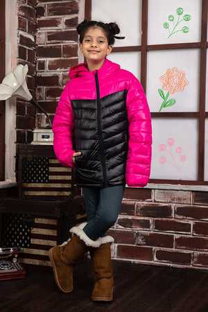 Pink Black Puffer Jacket