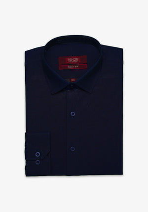 Navy Blue Textured Dress Shirt