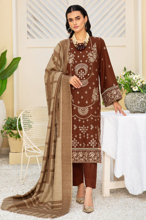 Shafaq SQ-32 : Unstitched Luxury Embroidered Dhanak 3PC