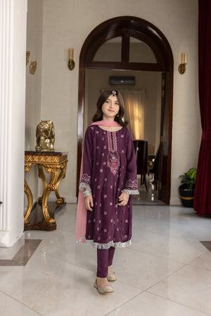 3 PIECES RAO SILK PLUM SUIT