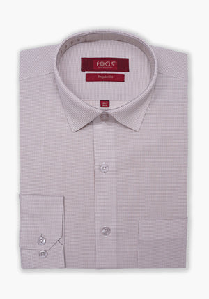 BEIGE CHECK DRESS SHIRT