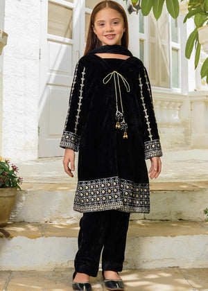 Velvet Embroidered 3 Pc Suit OVF-35