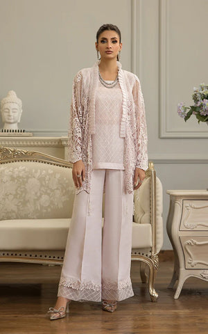 Net Embroidered Jacket With Trouser - 8698