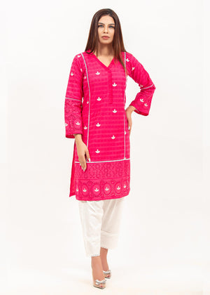 Shahzeb Saeed - Pink Embroided Chikankari Kurti (GFKU-2129)