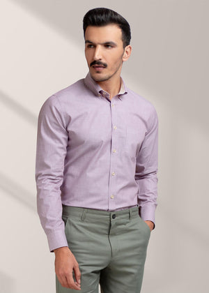 Brumano - Pink Chambray Textured Formal Button Down Shirt