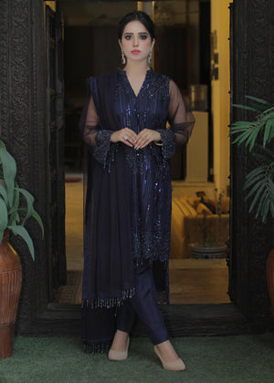 Pehnawa By Rida - Space Blue Shirt Gown