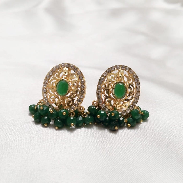 Kohenoor Collection - Emerald jarao oval studs