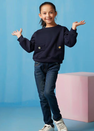 Sweatshirt With Flap – Navy Blue