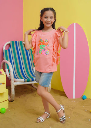 Girls Summer Tee - Peach