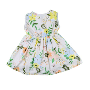 White Yellow Floral Printed Cotton Frock
