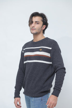 Charcoal Stripes Long Sleeves Sweater