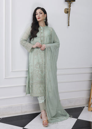 Seafoam Embroidered Khaddi Net Unstitched 3Pc Suit