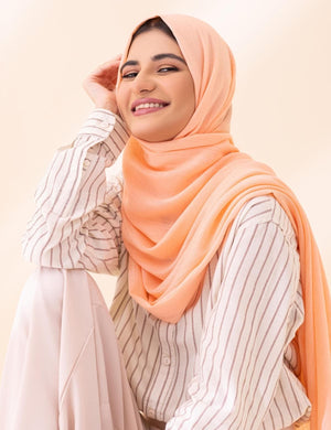 Turkish Slubs Lawn Hijab- Peach