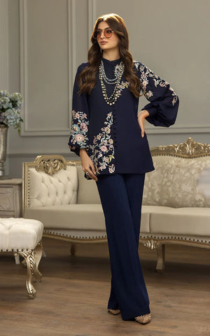 Chiffon Embroidered Top With Trouser - 8615