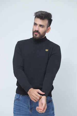 Mock Neck Black Long Sleeves Sweater