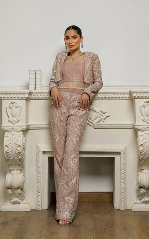 Chiffon Embroidered Jacket With Trouser - 8129.2