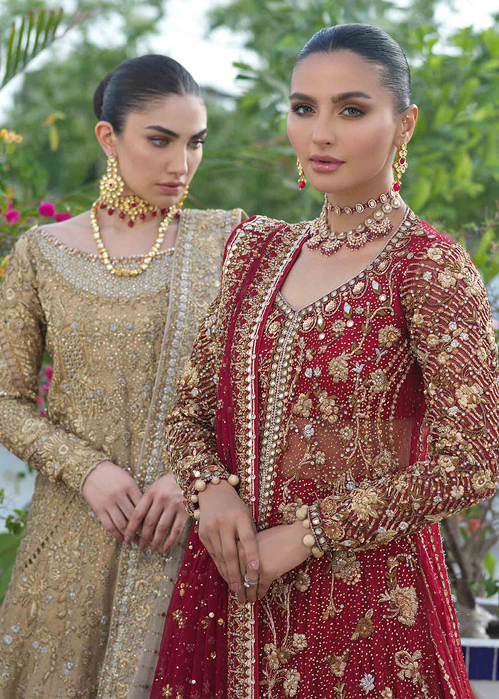 gold A-line shirt with zardozi and cutwork