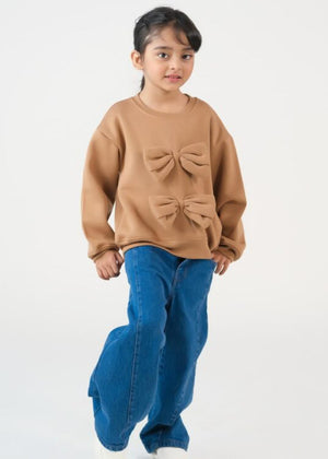 Bow Charm Sweatshirt – Coffee Brown