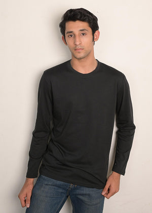 Kun Clothing - Black Full Sleeve T-shirt Slim Fit (Men) - KUN MTS- 006