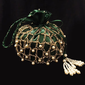 Zar - Gota Crochet Potli Bag- Emerald Green