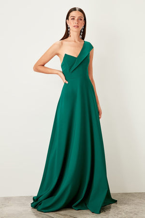 Ace Attire - Fancy Pointed Collared Green Dress