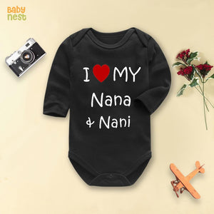 I Love My Nana & Nani – (Black) RBT 192 Full Sleeves Romper for Kids
