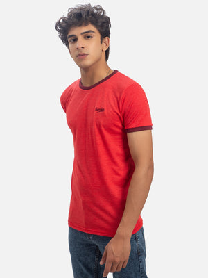 T SHIRT CONTRAST NECK AND  SLEEVE RIB