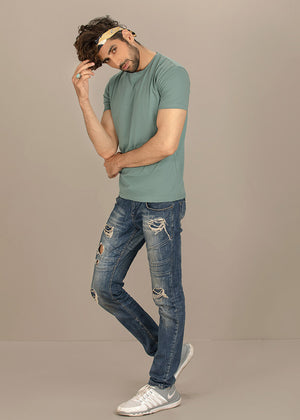 Kun Clothing - Ocean Blue T-shirt Slim Fit (Men) - KUN MTS- 004