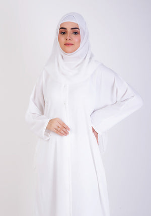 Abaya.Pk - White Basic Front-Open Abaya