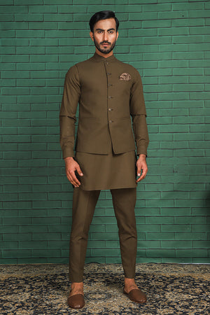 commando green cotton waistcoat for men