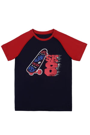 KDS-BC-12301 T-SHIRT H/SLV NAVY/RED