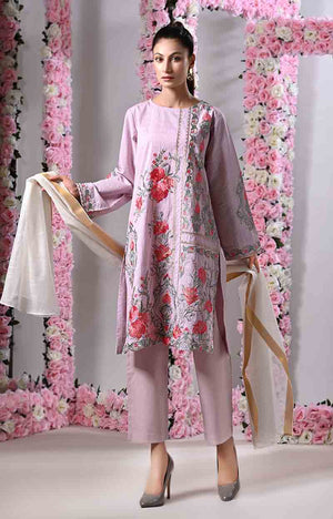 ChenOne - 3 PCS EMBROIDERED SUIT T/PINK LDS-6102