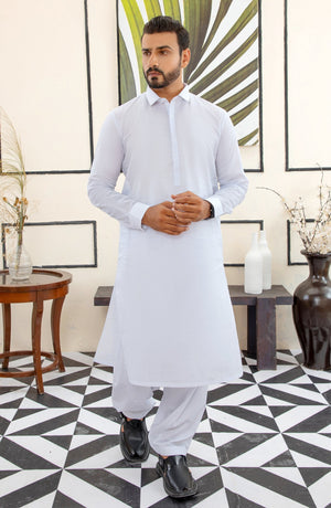 MEN KAMEEZ SHALWAR PLAIN WHITE