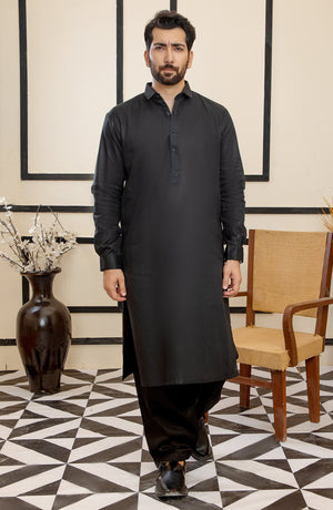 MEN KAMEEZ SHALWAR PLAIN BLACK