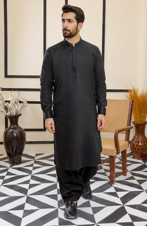 MEN KAMEEZ SHALWAR PLAIN BLACK