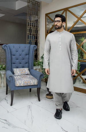 MEN KAMEEZ SHALWAR PLAIN GREY (7058766299310)