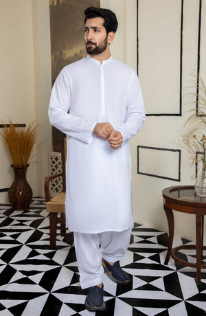 MEN KAMEEZ SHALWAR PLAIN WHITE