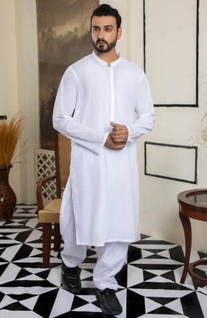 MEN KAMEEZ SHALWAR PLAIN WHITE