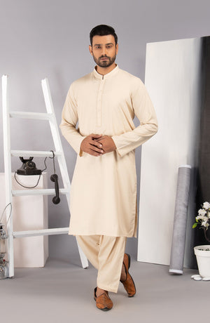 MEN KAMEEZ SHALWAR PLAIN BEIGE