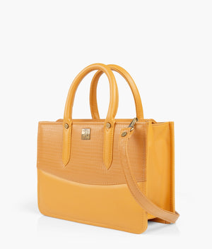 Mustard crocodile satchel bag