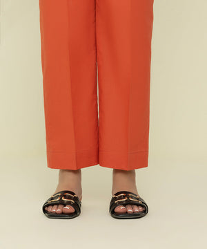 Womens Eid Pret Red Cotton Trousers