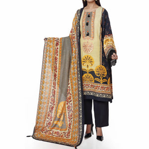 3PC- Digital Printed Khaddar Embroidered Suit  PW2208