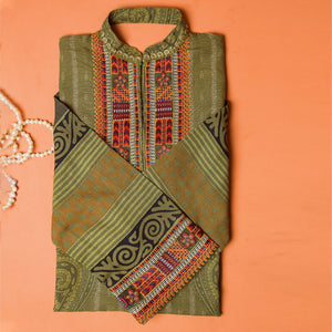 1PC- Digital Printed Khaddar Embroidered Shirt PW2218