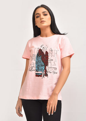 Cutural Fusion - Graphic New York Girl T-Shirt - CFT-6001-2