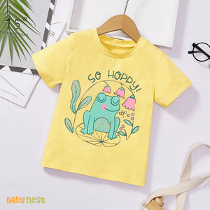 So Hoppy Half Sleeves T-shirt For Kids - Yellow - SBT-337