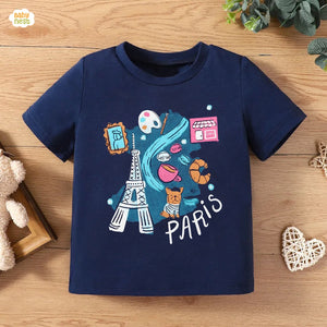 Parris Half Sleeves T-shirt For Kids - Navy Blue - SBT-339