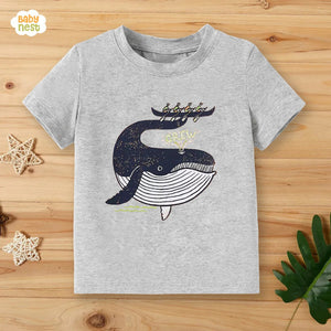 Crew Whale Half Sleeves T-shirt For Kids – Grey – SBT-342